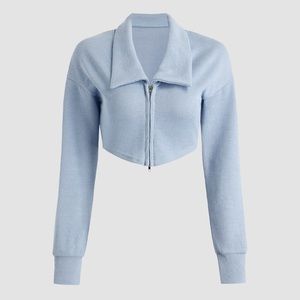 CIDER Zip Lapel Knit Cardigan - Blue US Size : XS